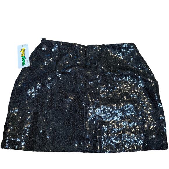 Tipsy Elves, Black Sequin Mini Skirt, Stretch, Size Large, NWT - Picture 3 of 6